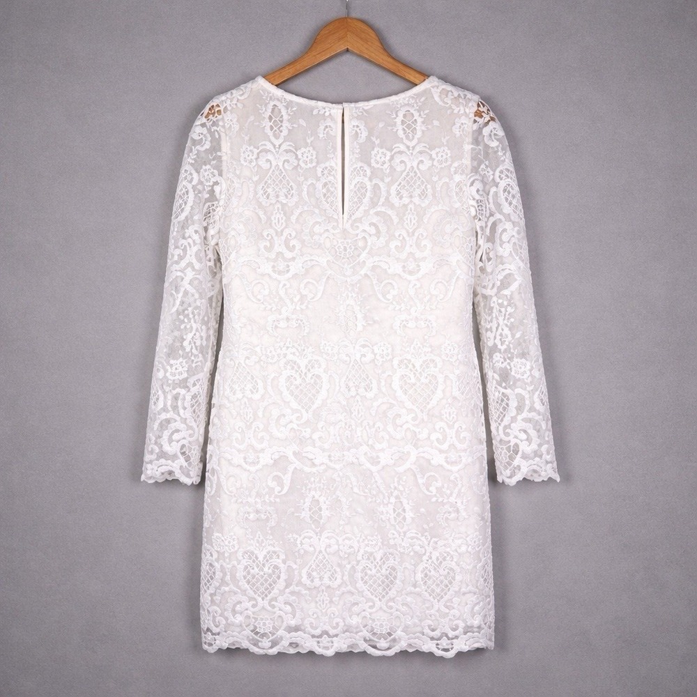 French Connection Dress Womens 6 White Lace Sheer Overlay Bridal Engagement NWT - Picture 2 of 9